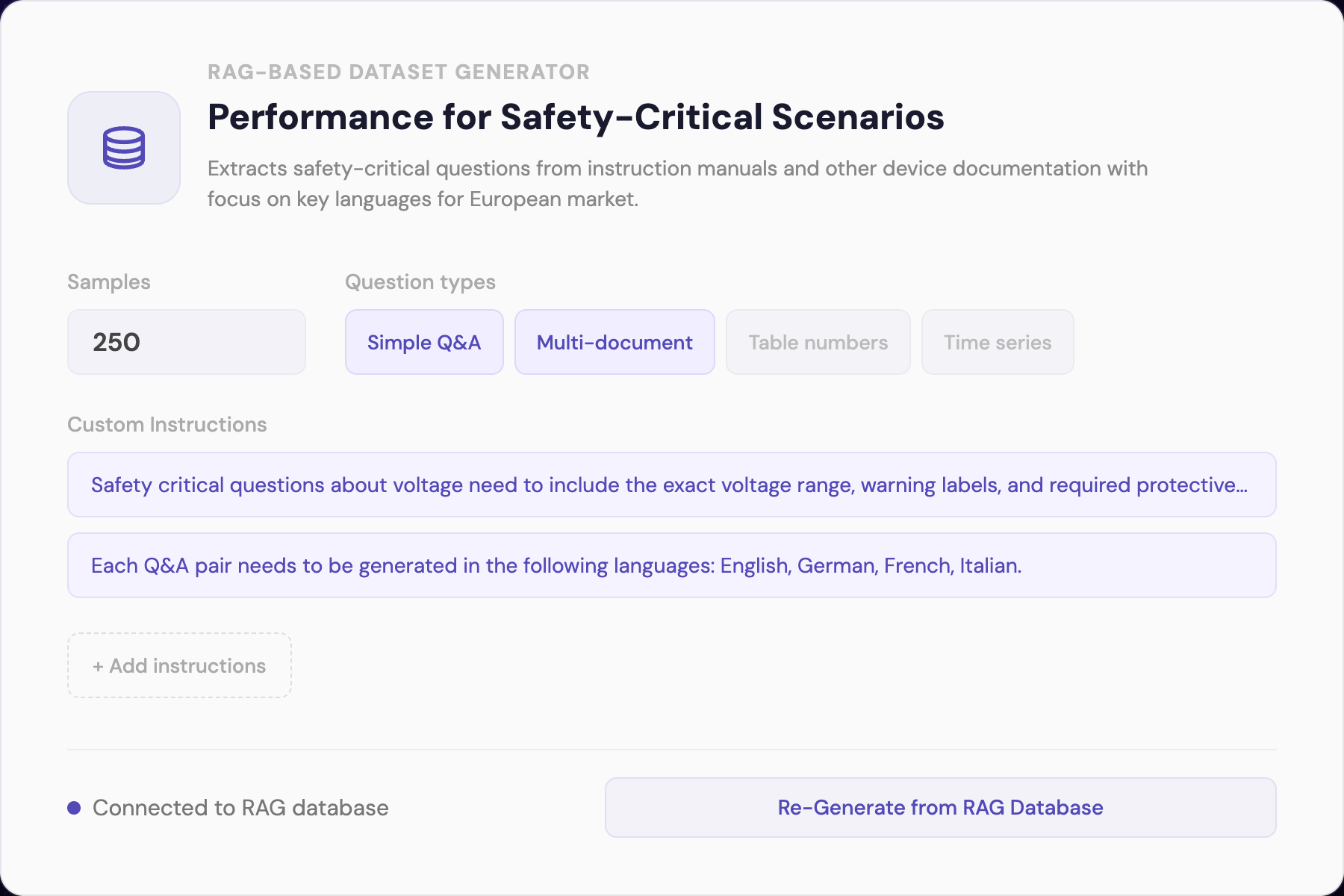 Synthetic dataset generation flow screenshot