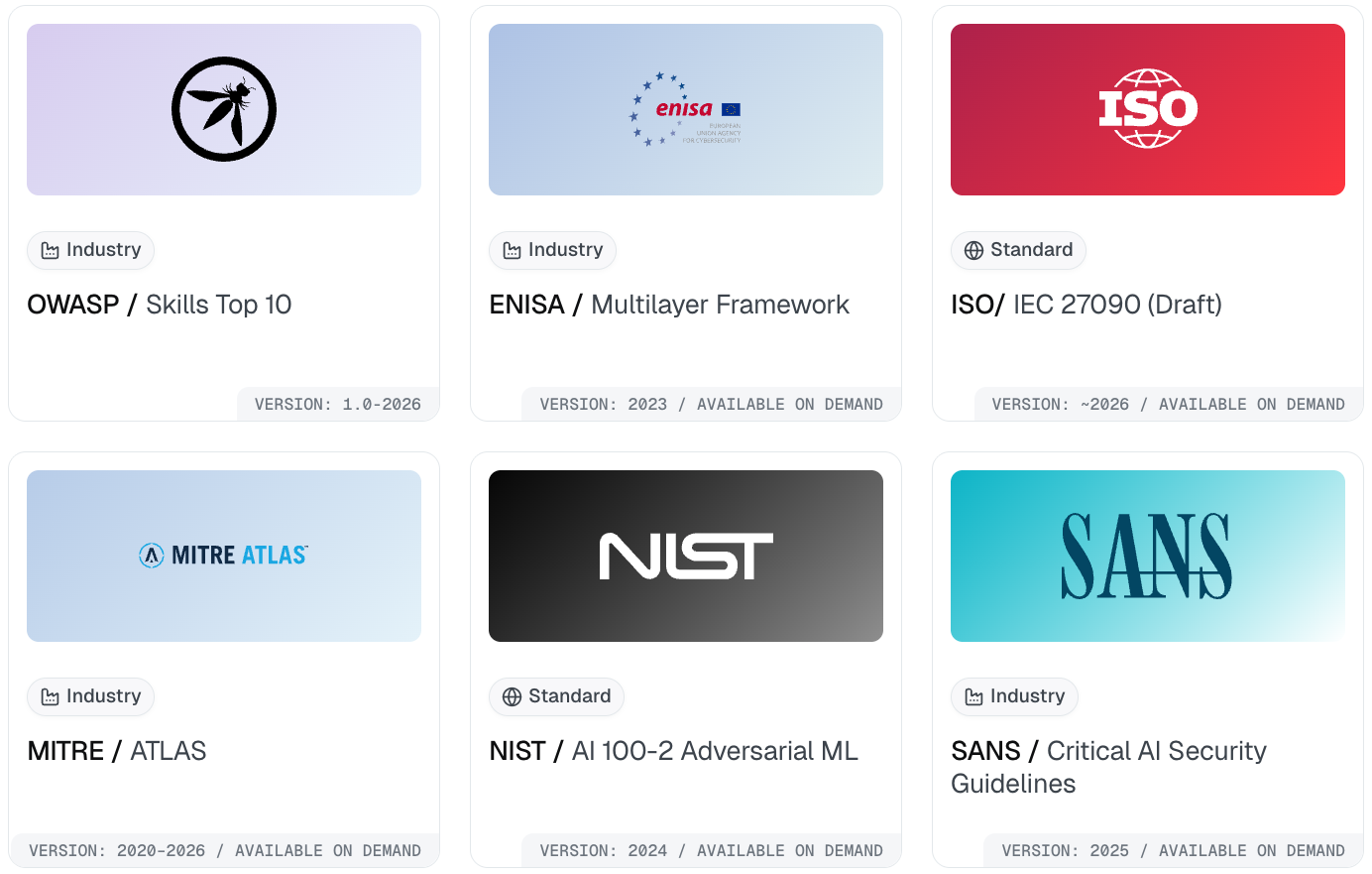 Security results mapped to framework screenshot
